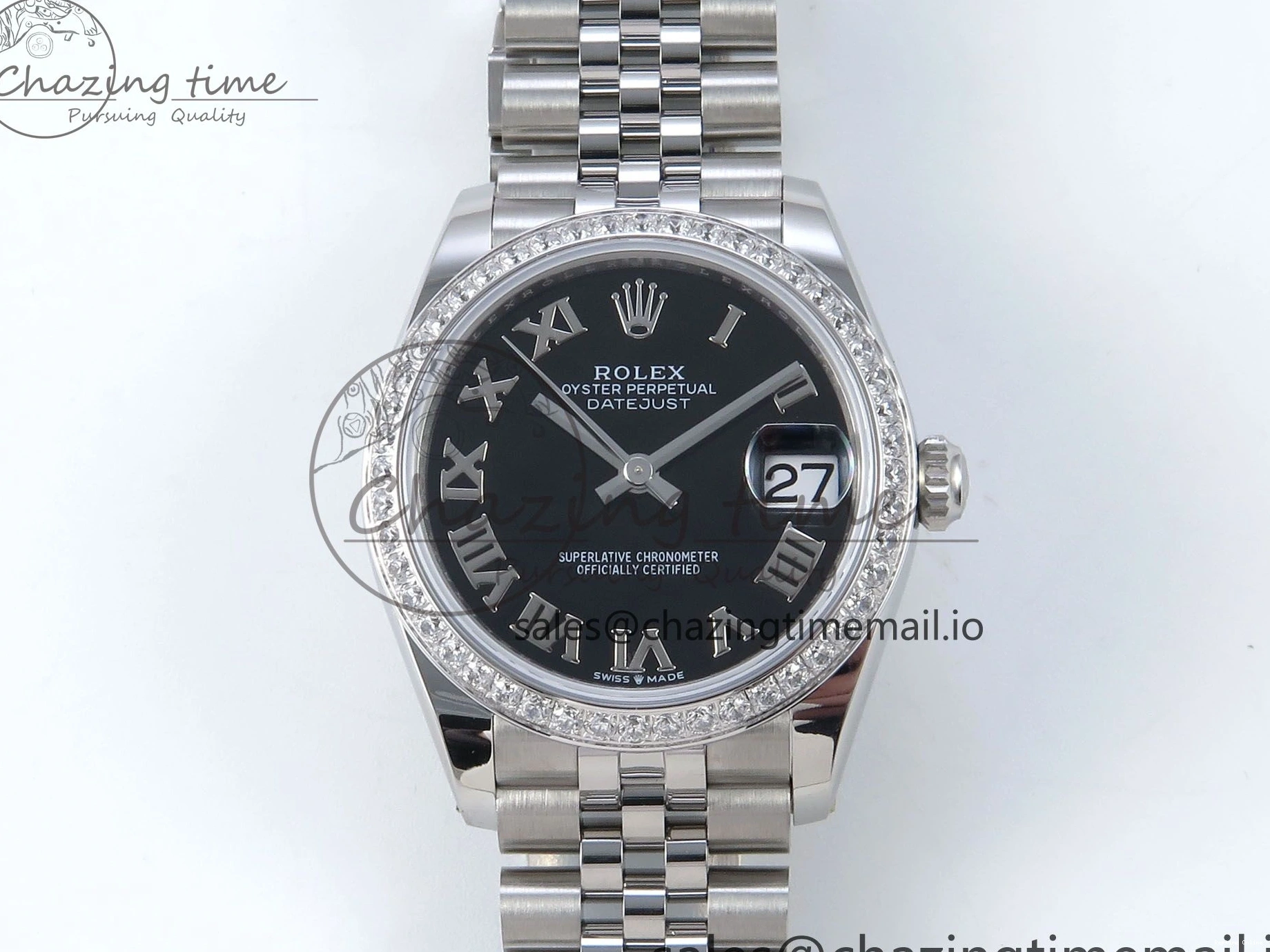 0510 DateJust 31 278384RBR ARF 1:1 Best Edition 904L Steel Black Roman Dial Diamonds Bezel on SS Jubilee Bracelet ETA SmoothTexture 449